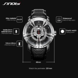 SINOBI - relógio de quartzo criativo na moda - à prova d'água - pulseira de couro