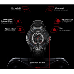 SINOBI - relógio de quartzo criativo na moda - à prova d'água - pulseira de couro