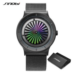 SINOBI - relógio de quartzo criativo - mostrador colorido - pulseira de malha de aço inoxidável