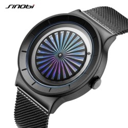 SINOBI - relógio de quartzo criativo - mostrador colorido - pulseira de malha de aço inoxidável