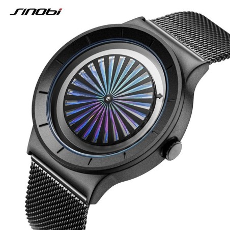 SINOBI - relógio de quartzo criativo - mostrador colorido - pulseira de malha de aço inoxidável