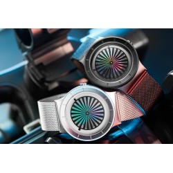 SINOBI - relógio de quartzo criativo - mostrador colorido - pulseira de malha de aço inoxidável