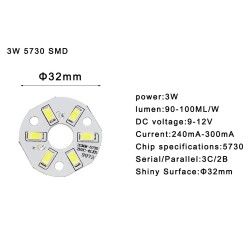 Chip LED SMD - 3W - 7W - 12W - 18W - 24W - 36W - 5 peças