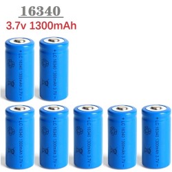 Bateria de iões de lítio 16340 - recarregável - com carregador - 1300mAh - 3,7V