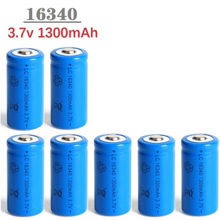 Bateria de iões de lítio 16340 - recarregável - com carregador - 1300mAh - 3,7V