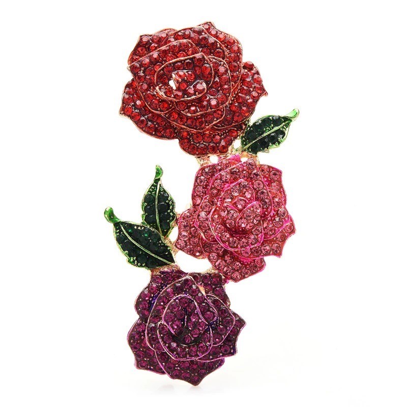 Broche de luxo - grandes flores de cristal