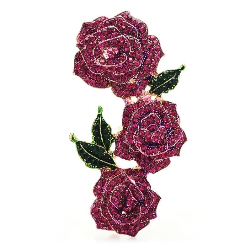 Broche de luxo - grandes flores de cristal