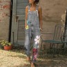 Macacão longo de verão - macacão jeans - flores estampadas
