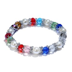 Stylish bracelet - with colorful rhinestones / pearlsBracelets