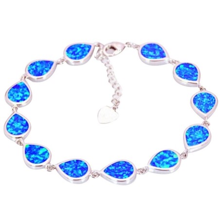 Pulseira elegante - com opala azul em forma de gota de água