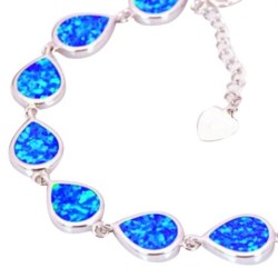 Pulseira elegante - com opala azul em forma de gota de água