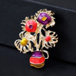 Broche dourado elegante - com girassóis coloridos