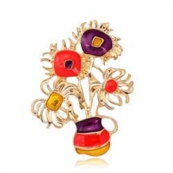 Broche dourado elegante - com girassóis coloridos
