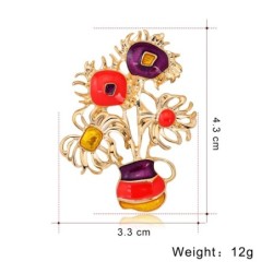 Broche dourado elegante - com girassóis coloridos