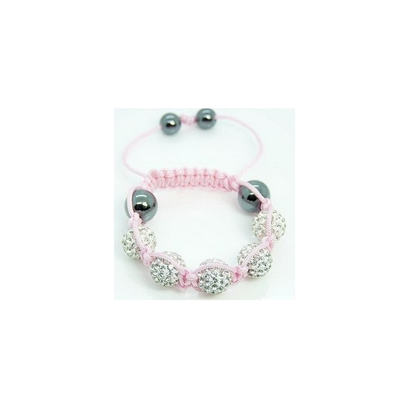 Pulseira elegante com bolas de cristal coloridas / contas pretas - ajustável - 2 peças