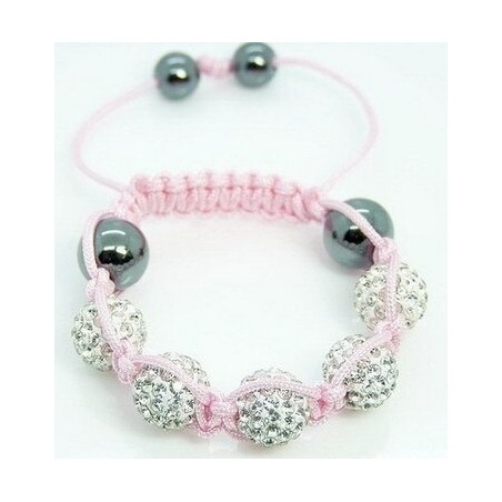 Pulseira elegante com bolas de cristal coloridas / contas pretas - ajustável - 2 peças