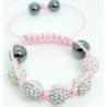 Pulseira elegante com bolas de cristal coloridas / contas pretas - ajustável - 2 peças