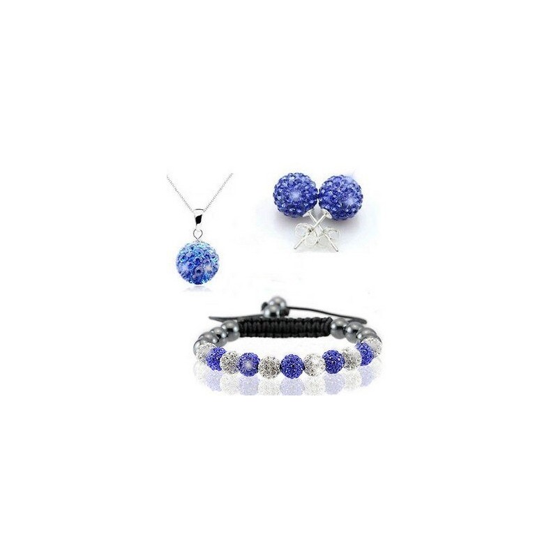 Conjunto elegante com contas de cristal - pulseira - brincos - pingente para colar