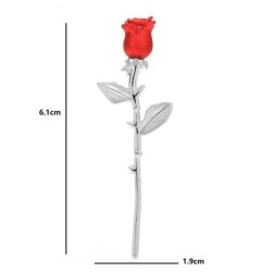 Broche elegante - rosa vermelha e azul