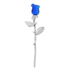 Broche elegante - rosa vermelha e azul