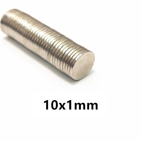 N42 - ímã de neodímio - disco redondo forte - 10 mm x 1 mm - 10 - 500 peças