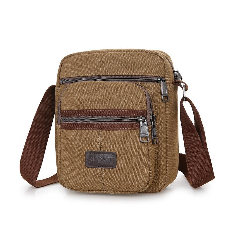 Bolsa de ombro de lona elegante - com zíperes