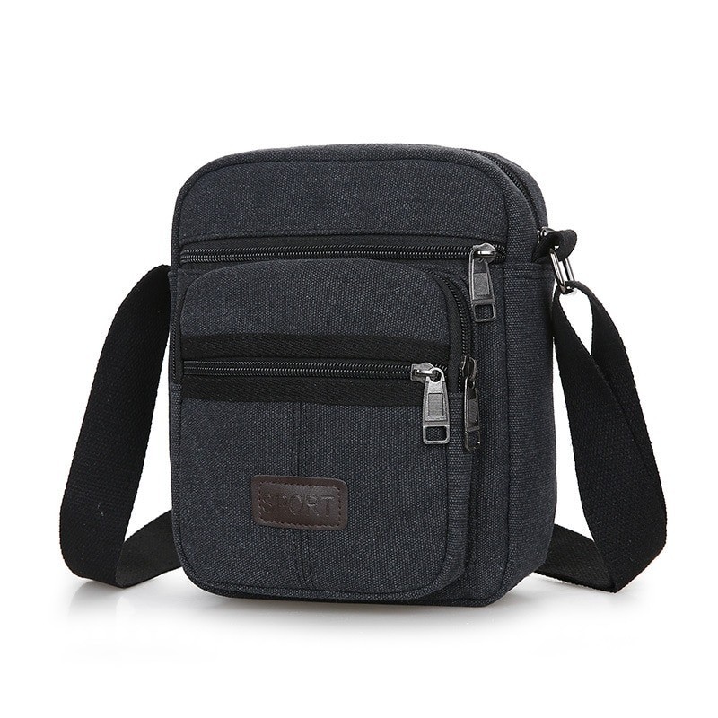 Bolsa de ombro de lona elegante - com zíperes