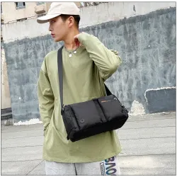 Bolsa de ombro de nylon clássica - retangular - à prova d'água