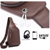 Bolsa de ombro elegante - mochila pequena - com orifício para fones de ouvido - couro