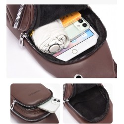 Bolsa de ombro elegante - mochila pequena - com orifício para fones de ouvido - couro