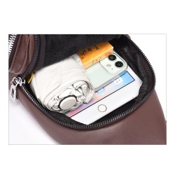 Bolsa de ombro elegante - mochila pequena - com orifício para fones de ouvido - couro