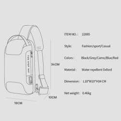 Mochila multifuncional - bolsa de peito / ombro - trava antifurto - à prova d'água