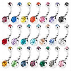 Anel de umbigo - com um cristal - piercing - 5 - 8 mm - 10 peças