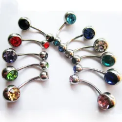 Anel de umbigo - com um cristal - piercing - 5 - 8 mm - 10 peças