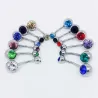 Anel de umbigo - com um cristal - piercing - 5 - 8 mm - 10 peças