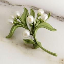 Ramo de oliveira com pérolas - broche elegante