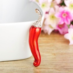 Broche de cristal - com pimenta verde e vermelha
