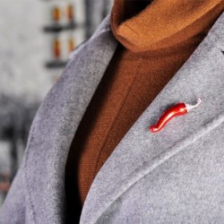 Crystal brooch - with green & red chilli pepperBrooches