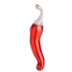 Broche de cristal - com pimenta verde e vermelha