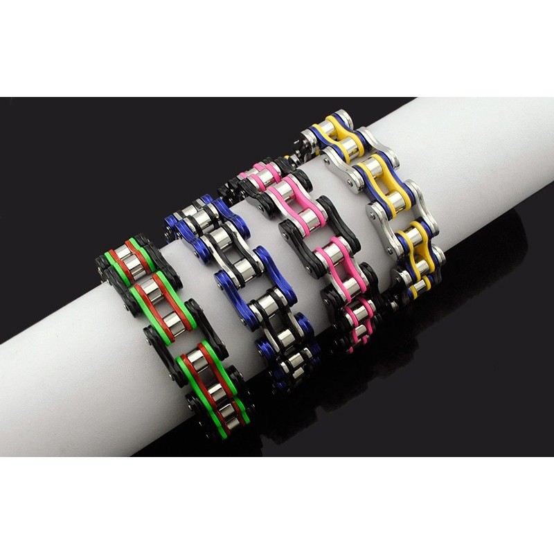 Pulseira de elos de corrente de motocicleta - aço inoxidável