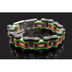 Pulseira de elos de corrente de motocicleta - aço inoxidável