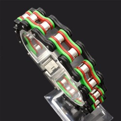 Pulseira de elos de corrente de motocicleta - aço inoxidável