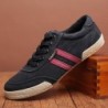 Sapatos masculinos clássicos - tênis de lona plana - bico redondo - cadarço