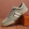Sapatos masculinos clássicos - tênis de lona plana - bico redondo - cadarço