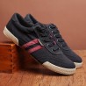 Sapatos masculinos clássicos - tênis de lona plana - bico redondo - cadarço