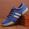 Sapatos masculinos clássicos - tênis de lona plana - bico redondo - cadarço