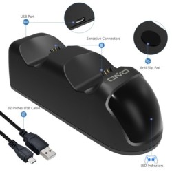 Carregador duplo - dock station - suporte de carregamento rápido - com display LED - para controladores Playstation 4 / PS4 Slim