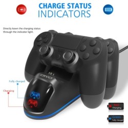 Carregador duplo - dock station - suporte de carregamento rápido - com display LED - para controladores Playstation 4 / PS4 Slim