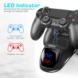 Carregador duplo - dock station - suporte de carregamento rápido - com display LED - para controladores Playstation 4 / PS4 Slim