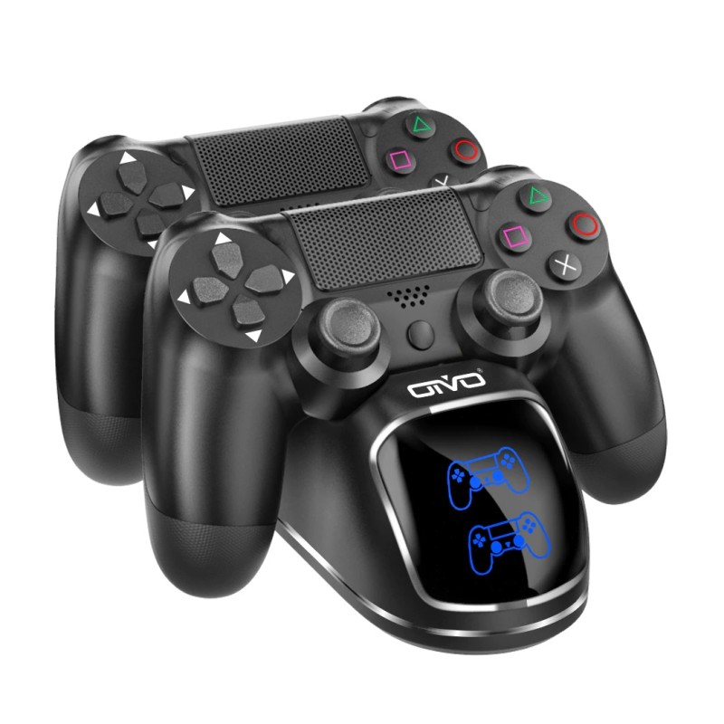 Carregador duplo - dock station - suporte de carregamento rápido - com display LED - para controladores Playstation 4 / PS4 Slim